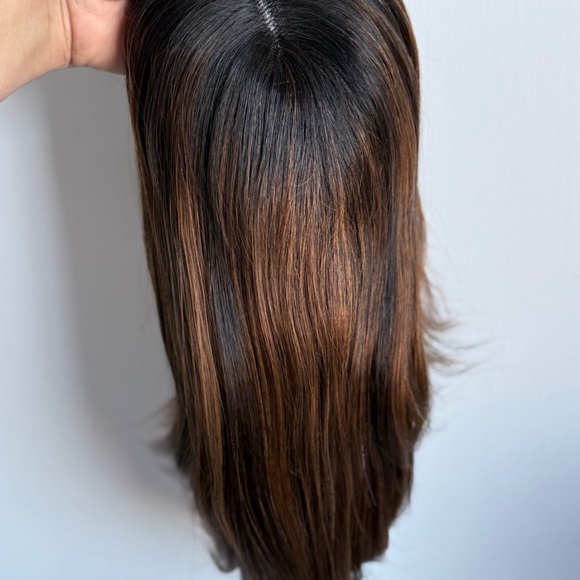 12” Human Hair Topper Clip In Hair Topper Crown Thinning Grey Coverage - Picture 2 of 8